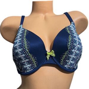 Victoria’s Secret Supersoft Body Lined Perfect Coverage Crochet lace bra navy